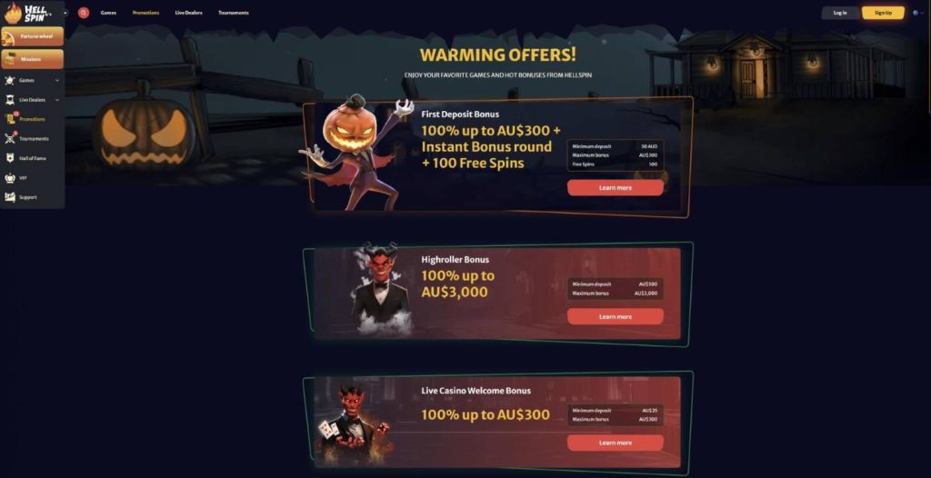 HellSpin Casino Bonuses and Promotions
